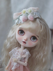 Strawberry Hat Blythe Hair Clip On Doll Display | ToastDoll