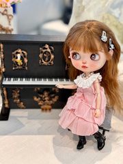Spring Pink Cotton Blythe Dress Sitting Pose | ToastDoll