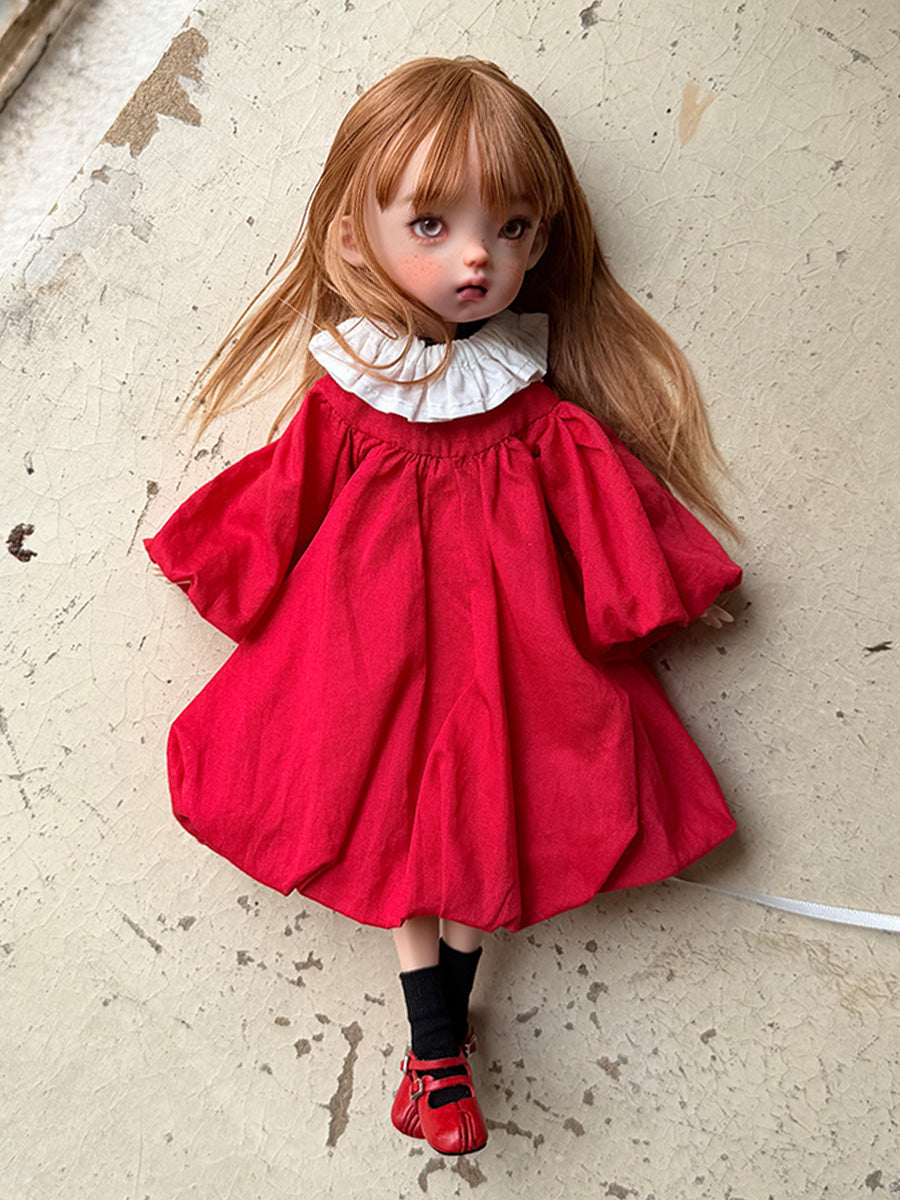 Vintage Red Puffy Sleeve Blythe 1/6 BJD Outfit | ToastDoll