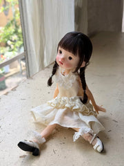 White Lace Ruffle Blythe BJD Dress - Handmade Doll Clothes - ToastDoll