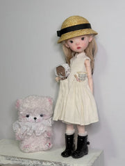 Vintage Mori White Blythe 1/6 BJD Dress On Doll Display | ToastDoll