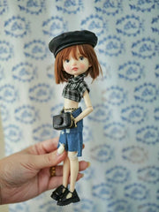 Top Denim Skirt Blythe BJD Set - Handmade Doll Clothes - ToastDoll