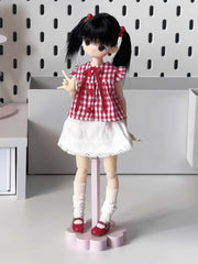 Gingham Squad Blythe 1/6 BJD Red Set On Doll Display | ToastDoll