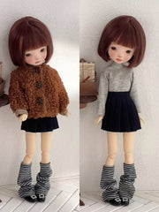 Fuzzy Jacket Blythe 1/6 BJD Brown Set On Doll Display | ToastDoll