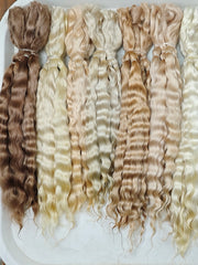 Natural Hand-dyed Mohair for Doll Wig, Mohair Strands Mohair Locks, Curl