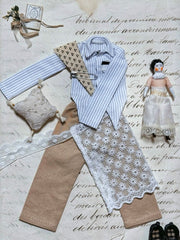 Striped Shirt Pants Blythe BJD Set - Handmade Doll Clothes-ToastDoll