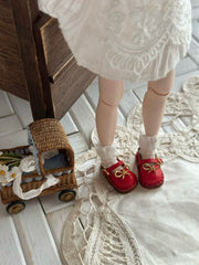 Bow Red Blythe Mary Janes - Handmade Doll Shoes - ToastDoll