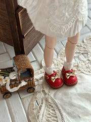 Bow Red Blythe Mary Janes - Handmade Doll Shoes - ToastDoll