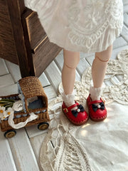 Bow Red Blythe Mary Janes - Handmade Doll Shoes - ToastDoll