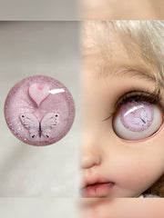 Handmade Blythe Eyechips, Pink Tone, Butterfly