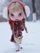 Handmade Outfit for Blythe/Obitsu,Red Plaid Overcoat Set