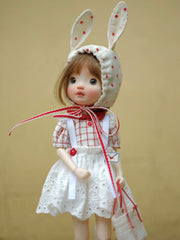 Red White Bunny Blythe 1/6 BJD Set - Handmade Doll Clothes - ToastDoll