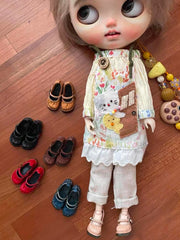 Handmade Shoes for Blythe/ Ob24/ Ob22, Ruched Mary Jane Shoes