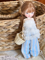 Summer Resort White Blue Blythe 1/6 BJD Outfit Front View | ToastDoll