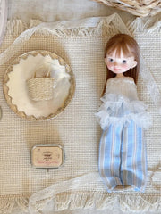 Summer Resort White Blue Blythe 1/6 BJD Outfit Flat Lay | ToastDoll