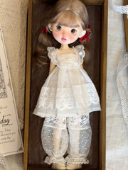 White Lace Mesh Blythe 1/6 BJD Outfit Full Body View | ToastDoll