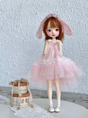 Bunny Tulle 1/6 BJD Outfit - Handmade Doll Clothes - ToastDoll