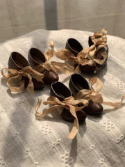Handmade Shoes for Blythe, Ribbon Bow Leather Flats