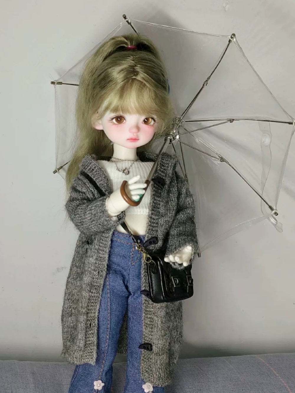 Classic Leather School Satchel Handmade BJD Bags On Doll Display | ToastDoll