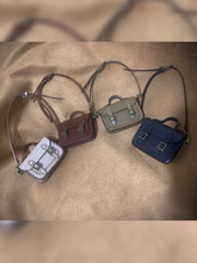 Classic Leather School Satchel Handmade Blythe BJD Bags Flat Lay | ToastDoll