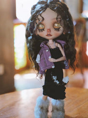 Purple Denim Jacket Blythe Front View | ToastDoll