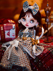 Handmade Outfit for Blythe/Obitsu,Bow Plaid Dress Set