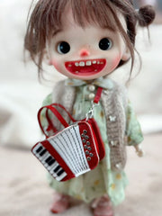 Leather Accordion Handmade 1/6 BJD Red Bags | ToastDoll