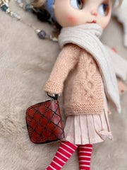 Leather Zip Purse Handmade Blythe Bags On Doll Display | ToastDoll
