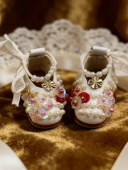 Pearl Sequin Ribbon Blythe White Flats | ToastDoll