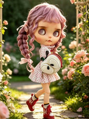 Leather Apple-Shaped Blythe Bag - Handmade Doll Accessory - ToastDoll