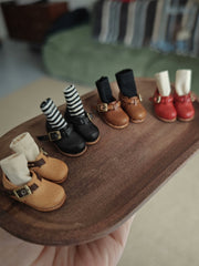 Vintage Buckle Leather Blythe Flats - Handmade Doll Shoes - ToastDoll