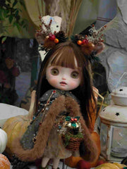 Handmade Outfit for Blythe/Obitsu, Woodland Faun Cape Dress Set