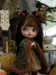 Handmade Outfit for Blythe/Obitsu, Woodland Faun Cape Dress Set