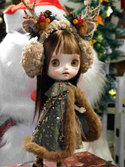 Handmade Outfit for Blythe/Obitsu, Woodland Faun Cape Dress Set
