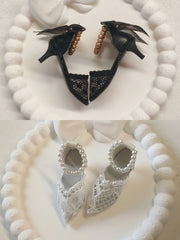 Pearl Bowknot Lace Blythe High Heel - Handmade Doll Shoes - ToastDoll
