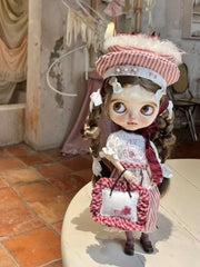 Handmade Outfit for Blythe/Pullip, Red Striped Meow Set