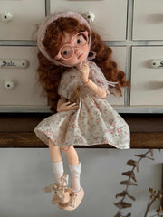 Floral Bonnet Blythe BJD Dress Set Sitting Pose | ToastDoll