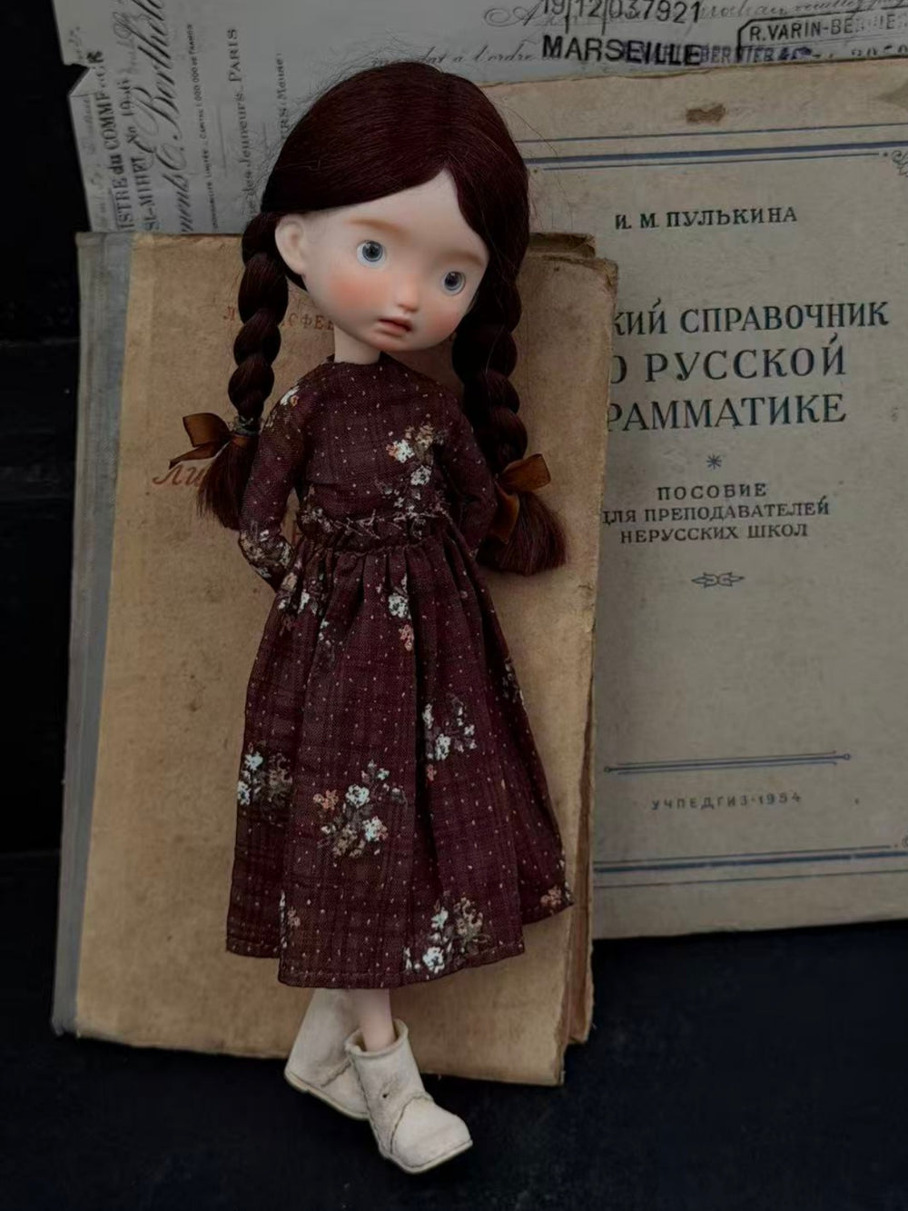 Dark Red Wild Floral Blythe 1/6 Bjd Dress | ToastDoll
