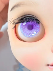 Purple Dreamy Glitter Blythe Eyechips On Doll Display | ToastDoll