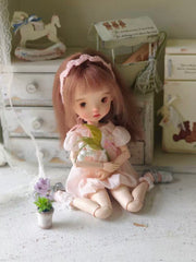 Peaches Custom 1/6 BJD OOAK Spring Pink Doll Sitting Pose | ToastDoll