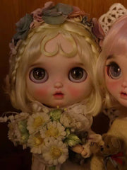 Handmade Blythe Wig, Bob with Braids and Heart Bangs