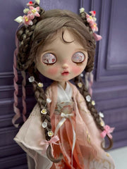 Handmade Blythe Wig, Traditional Chinese Hairstyle with Braids
