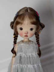 Mohair Twin Tails Braids 1/6 BJD Wig - Handmade Doll Hair - ToastDoll