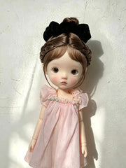 Mohair Bow Bun BJD Wig - Handmade Doll Hair - ToastDoll