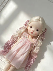 Braided Twin Tails Wave BJD Wig - Handmade Doll Hair - ToastDoll