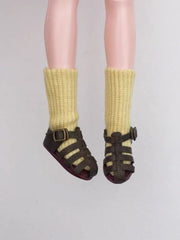 Leather Fisherman Blythe Sandals - Handmade Doll Shoes - ToastDoll