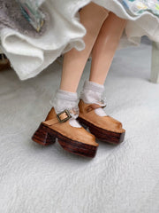 Square Toe Chunky Platform Blythe Mary Janes-Handmade Shoes -ToastDoll