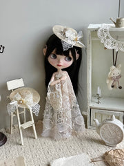 Lace Floral Blythe 1/6 BJD Outfit On Blythe Doll Display | ToastDoll