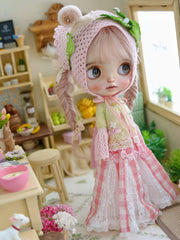Handmade Outfit for Blythe/Pullip, Country Garden in Green and Pink
