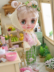 Handmade Outfit for Blythe/Pullip, Country Garden in Green and Pink
